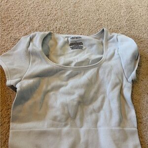 wild fable Light Blue Ribbed Scoop Tee